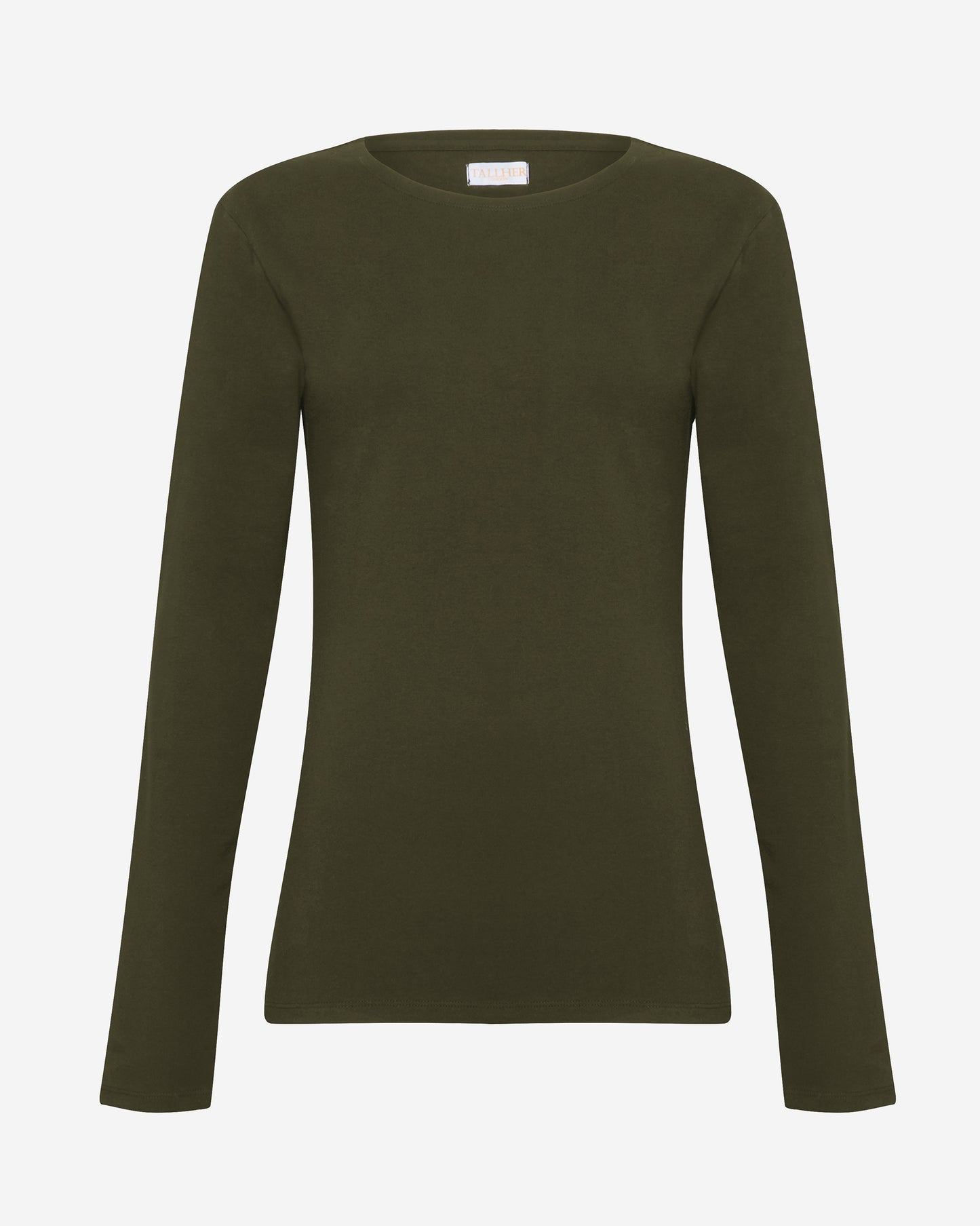 Long sleeve khaki top for tall women with longer arm length