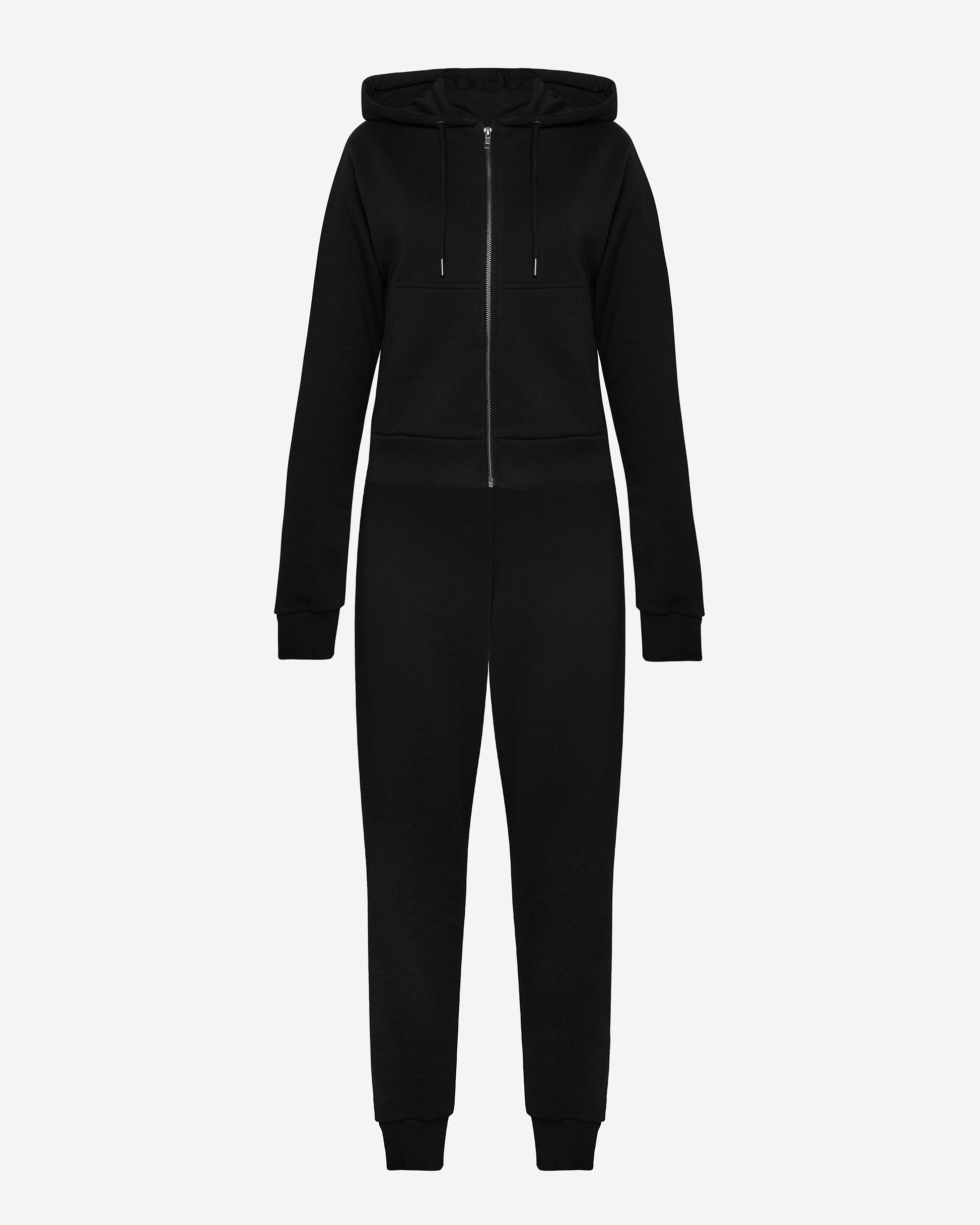 Black tall joggers for tall women styled with a crop hoodie