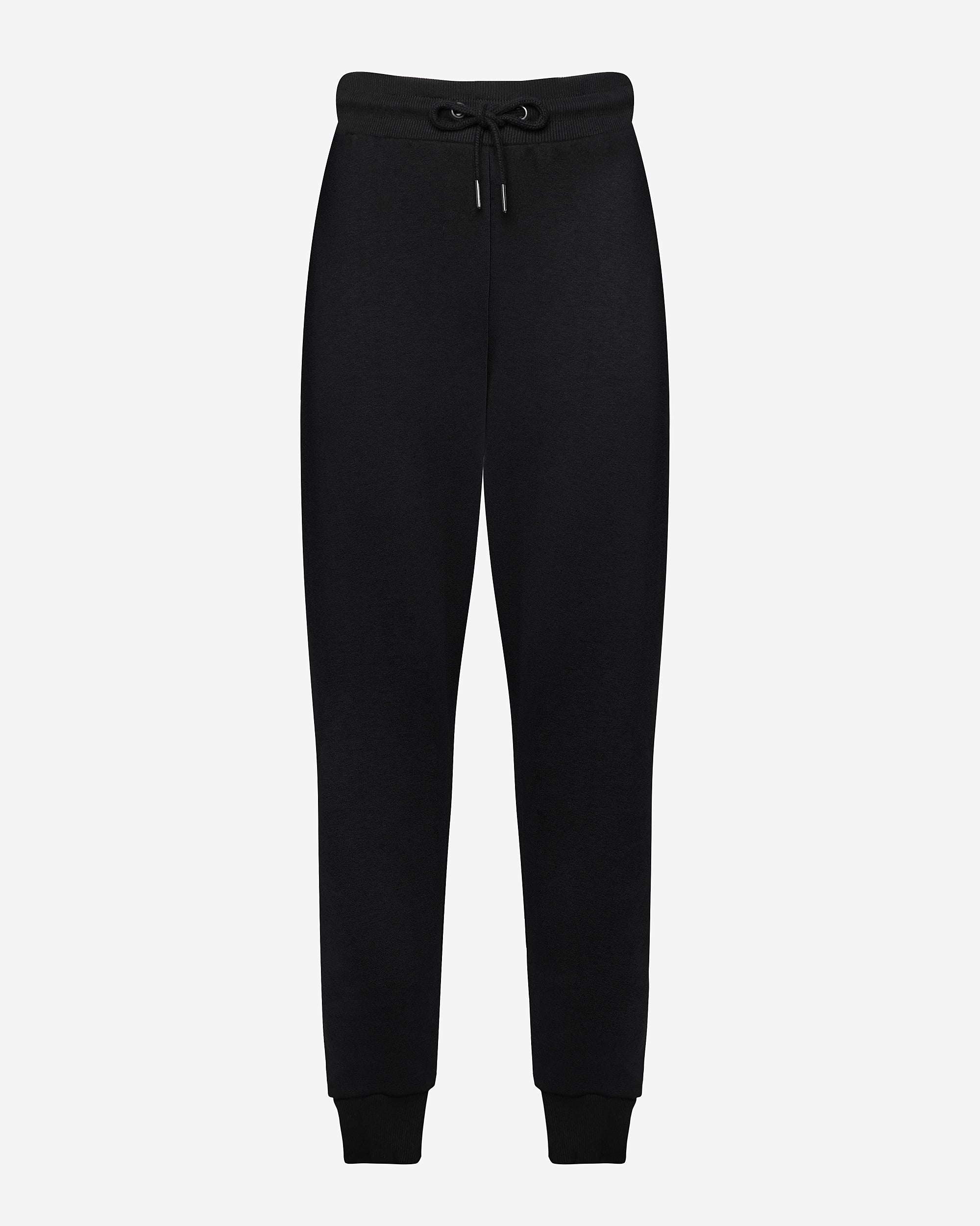 Front view of women's tall joggers with high waist and long inseam, in black