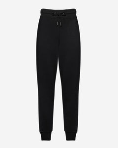 Front view of women's tall joggers with high waist and long inseam, in black